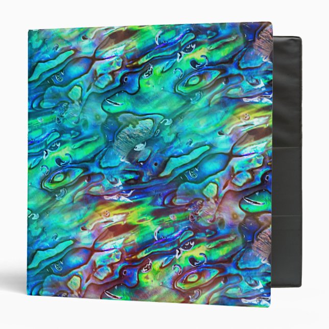 New Zealand Abalone Paua Shell Pattern 1 3 Ring Binder (Front/Inside)