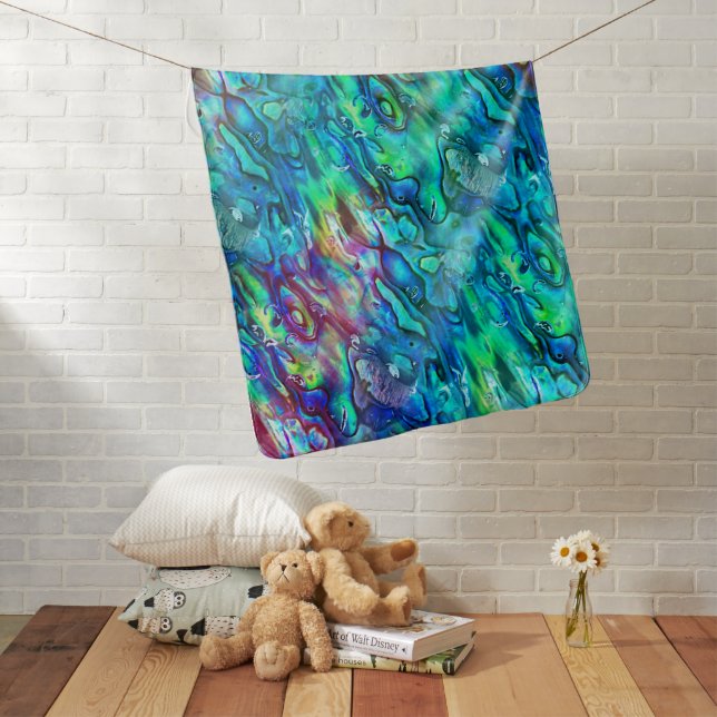 New Zealand Abalone Paua Shell Pattern 1 Baby Blanket (In Situ)
