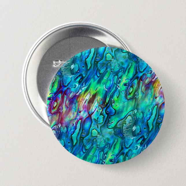 New Zealand Abalone Paua Shell Pattern 1 Button (Front & Back)