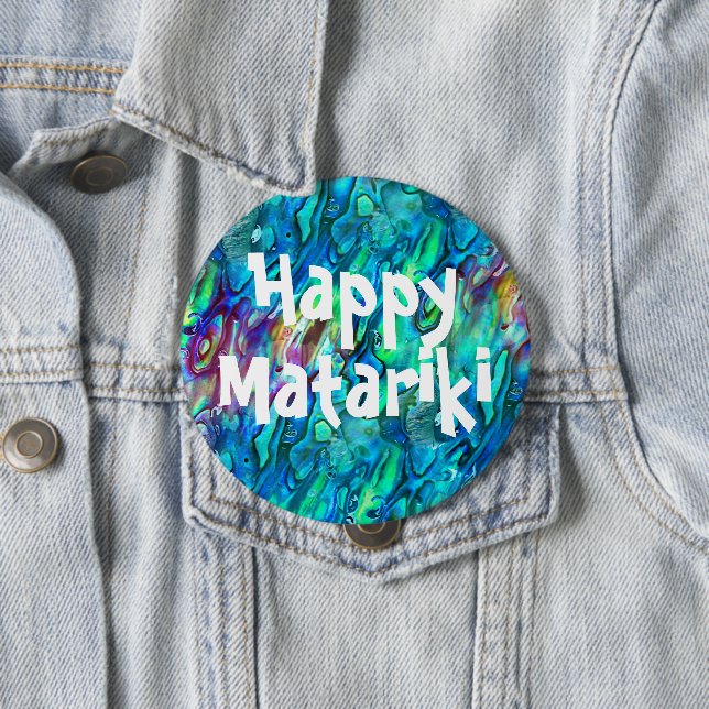 New Zealand Abalone Paua Shell Pattern 1 Button (In Situ)