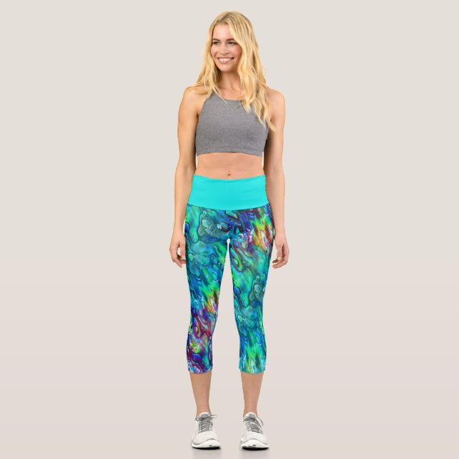 New Zealand Abalone Paua Shell Pattern 1 Capri Leggings (Front)