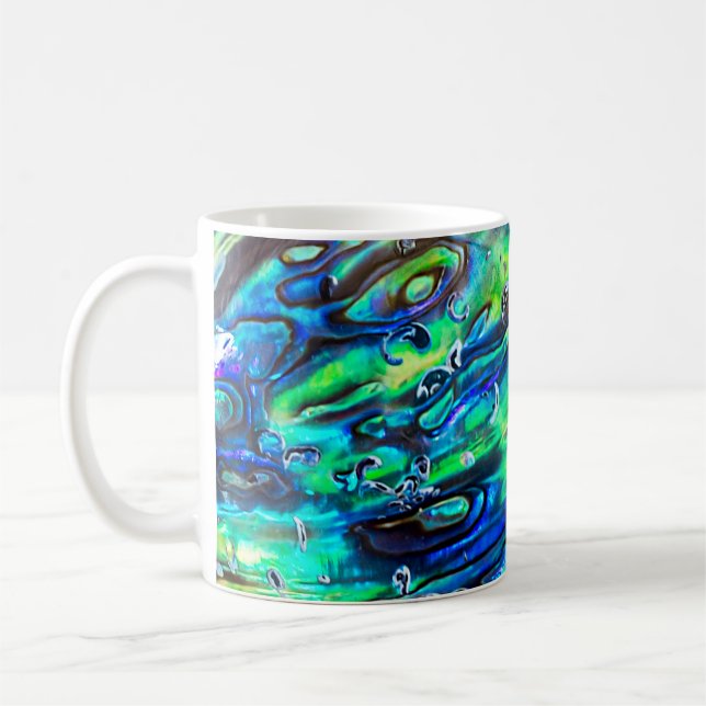New Zealand Abalone Paua Shell Pattern 1 Coffee Mug (Left)