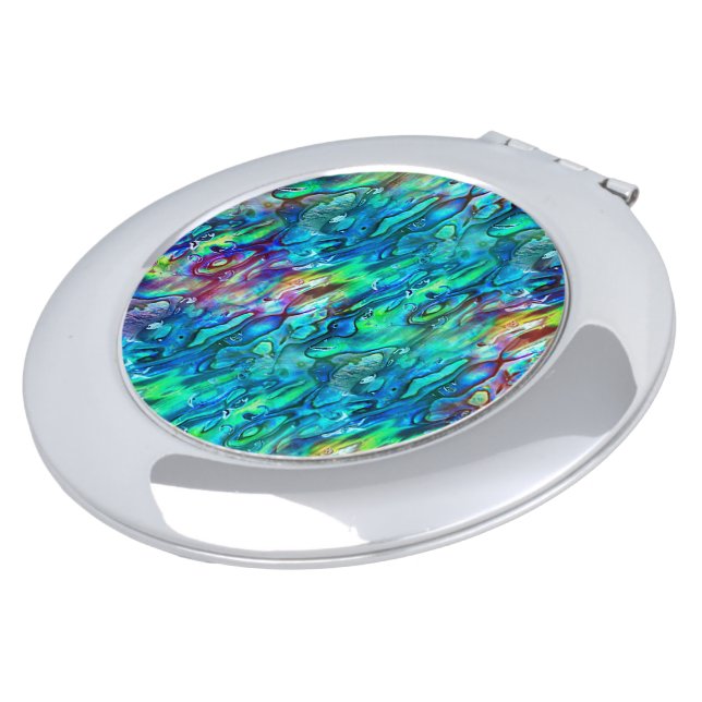 New Zealand Abalone Paua Shell Pattern 1 Compact Mirror (Turned)