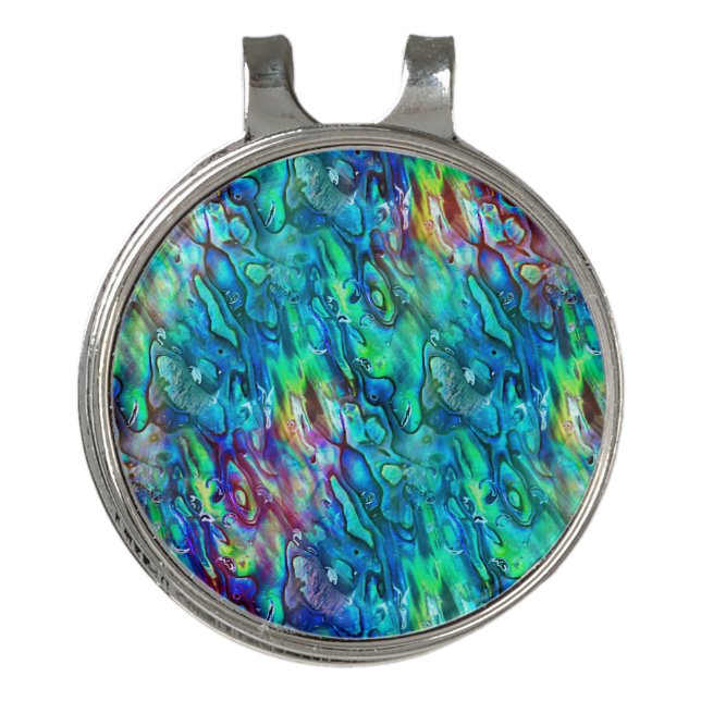 New Zealand Abalone Paua Shell Pattern 1 Golf Hat Clip (Front)