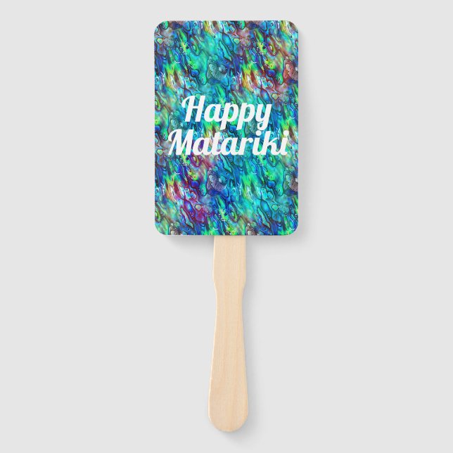 New Zealand Abalone Paua Shell Pattern 1 Hand Fan (Front)