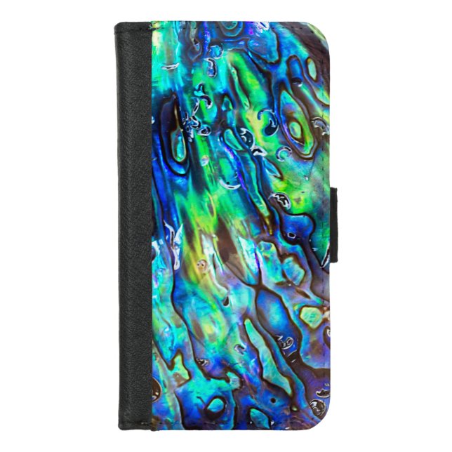 New Zealand Abalone Paua Shell Pattern 1 iPhone Wallet Case (Front)