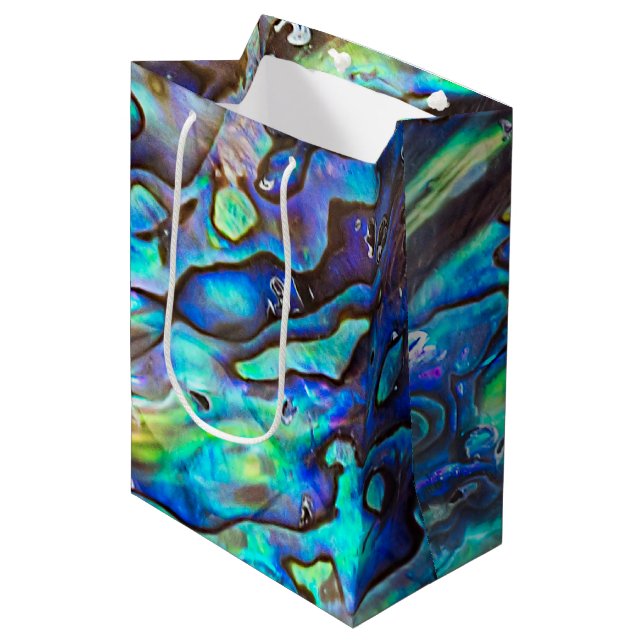 New Zealand Abalone Paua Shell Pattern 1 Medium Gift Bag (Front Angled)