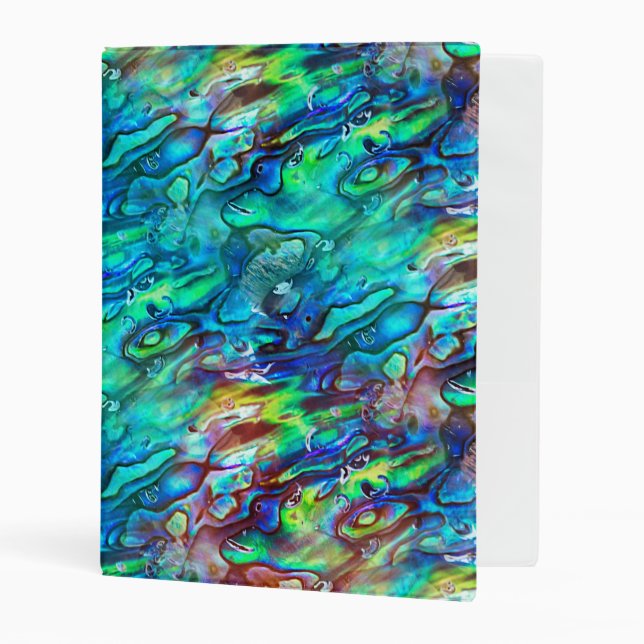 New Zealand Abalone Paua Shell Pattern 1 Mini Binder (Front/Inside)