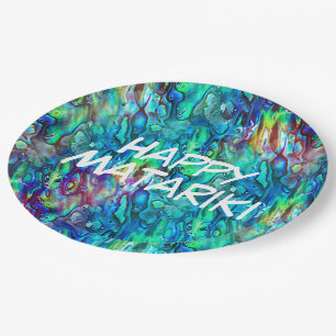 New Zealand Abalone Paua Shell Pattern 1 Paper Plates