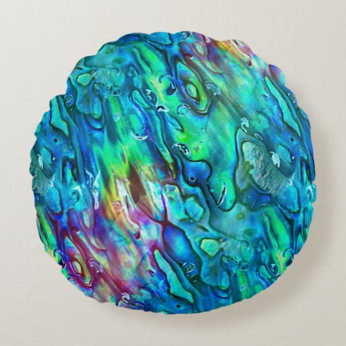 New Zealand Abalone Paua Shell Pattern 1 Round Pillow