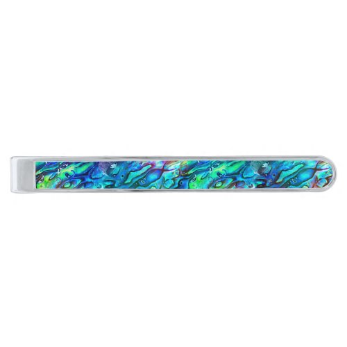 New Zealand Abalone Paua Shell Pattern 1 Silver Finish Tie Bar