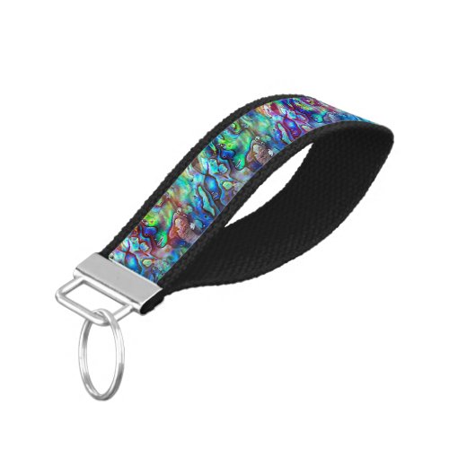 New Zealand Abalone Paua Shell Pattern 1 Wrist Keychain