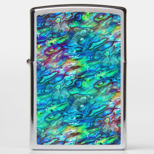 New Zealand Abalone Paua Shell Pattern 1a Zippo Lighter (Front)
