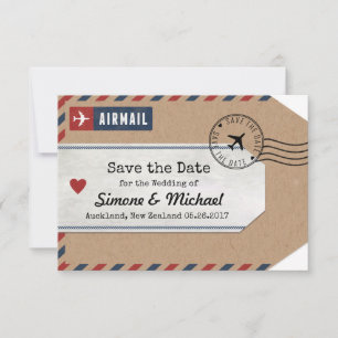 New Zealand Airmail Luggage Tag Save Date Save The Date