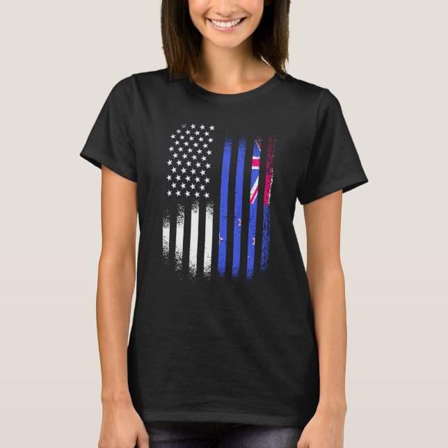 New Zealand American Patriot Grown Country USA Fla T-Shirt (Front)
