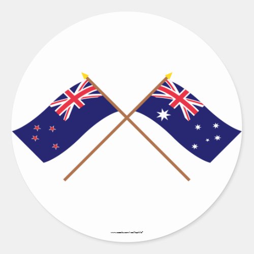 New Zealand and Australia Crossed Flags Classic Round Sticker