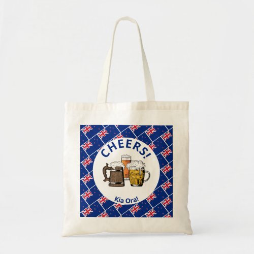 NEW ZEALAND Aotearoa Cartoon 3 Cheers  Kia Ora Tote Bag