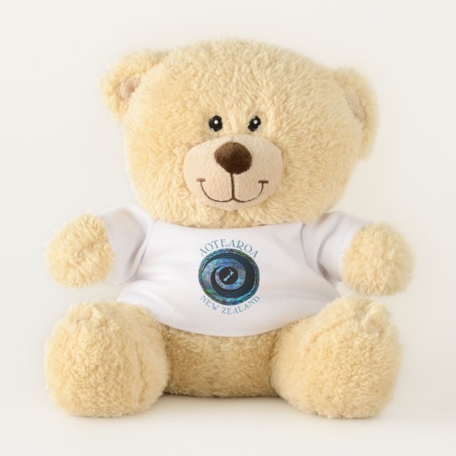 NEW ZEALAND AOTEAROA KORU PAUA TEDDY BEAR (Front)