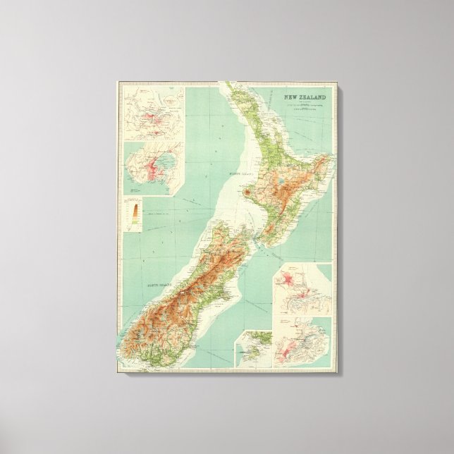 New Zealand Atlas Map Canvas Print (Front)
