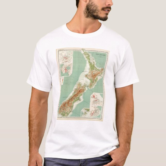 New Zealand Atlas Map T-Shirt (Front)