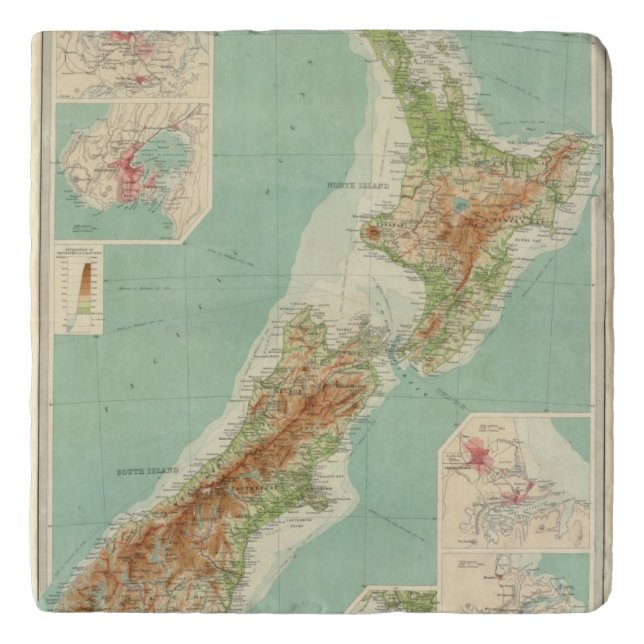 New Zealand Atlas Map Trivet (Front)