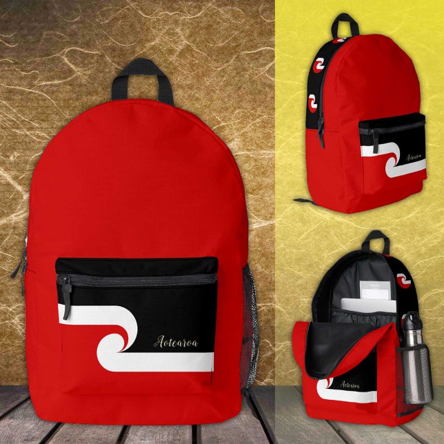New Zealand, backpack, Maori Flag, Wave / Surf Printed Backpack (Creator Uploaded)