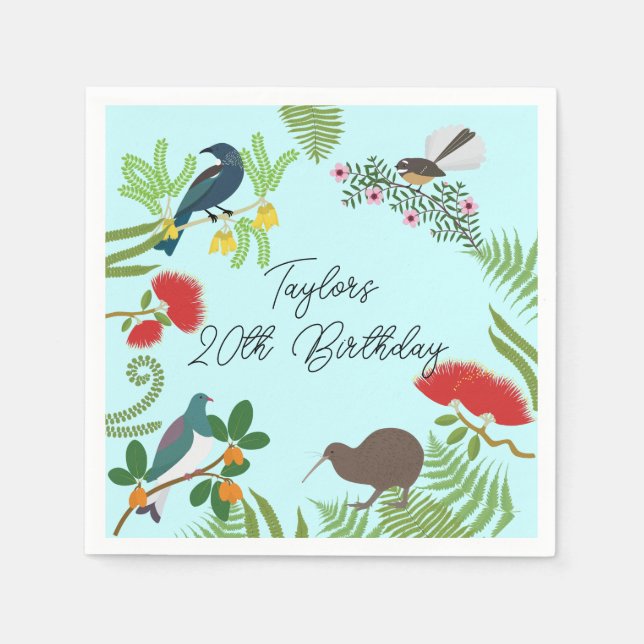 New Zealand Bird Birthday Napkins (Front)
