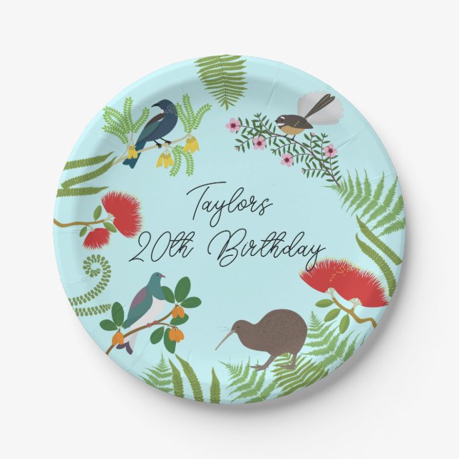 New Zealand Bird Birthday Paper Plates (Front)