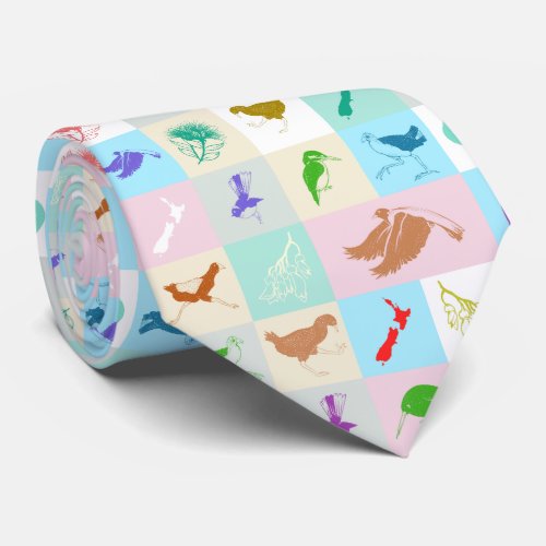 New Zealand Bird Pattern Neck Tie