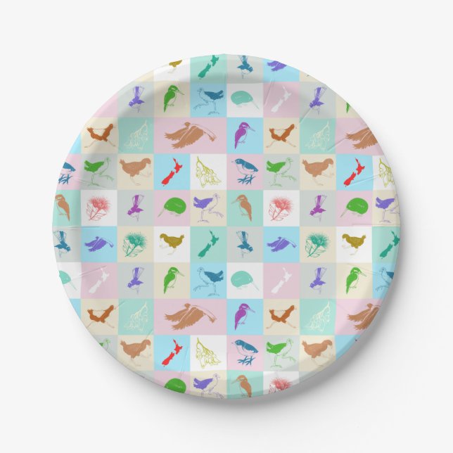 New Zealand Bird Pattern Paper Plates (Front)