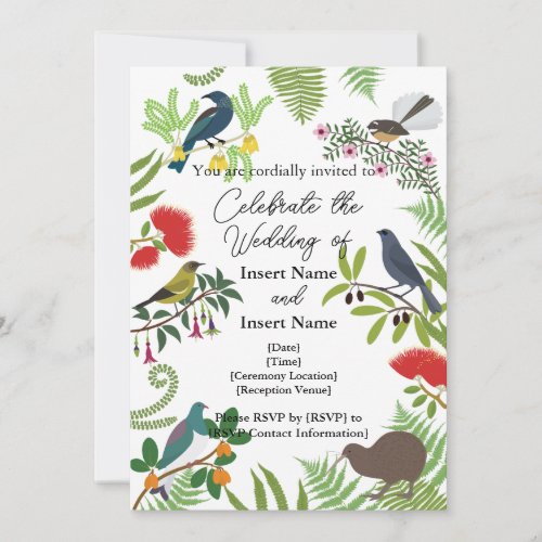 New Zealand Bird Wedding Invitation