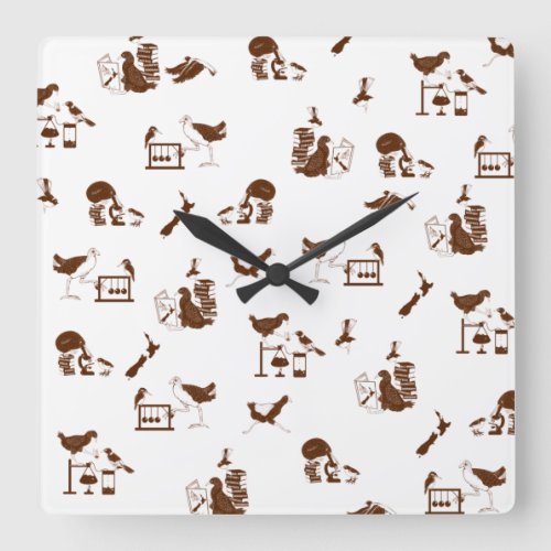 New Zealand Birds Science Students Square Wall Clock