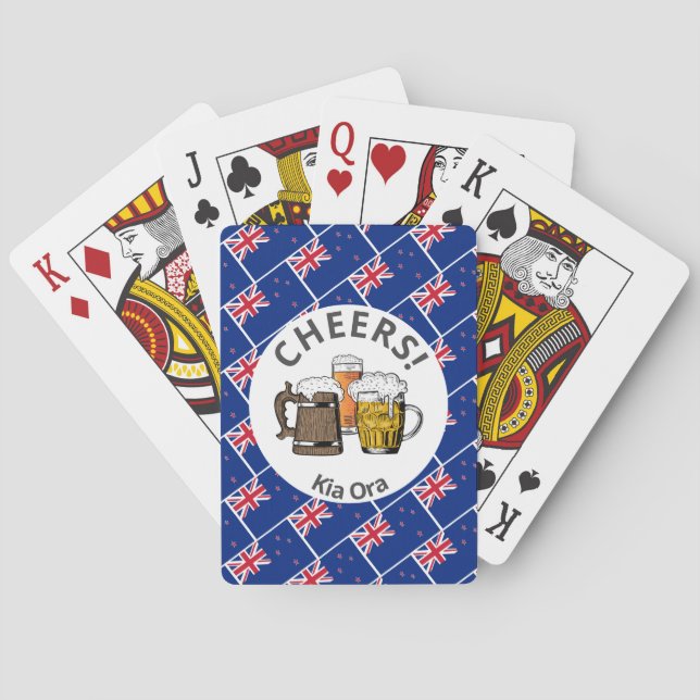 NEW ZEALAND Cartoon 3 Cheers  Kia Ora Poker Cards (Back)