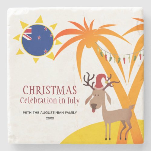 New Zealand CHRISTMAS IN JULY Stone Coaster