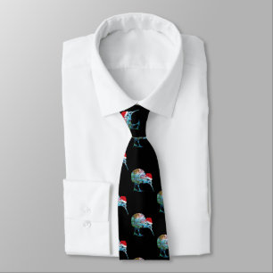 NEW ZEALAND CHRISTMAS KIWI PAUA NECK TIE