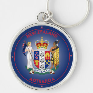 New Zealand Coat of Arms Circle Shape Keychain