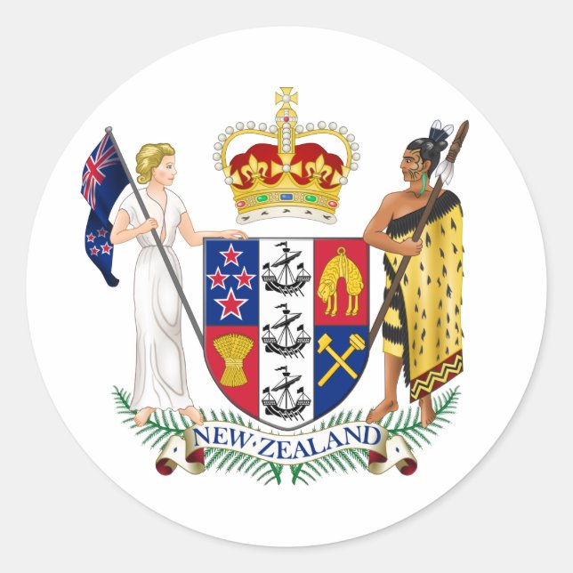 New Zealand Coat of Arms Classic Round Sticker (Front)