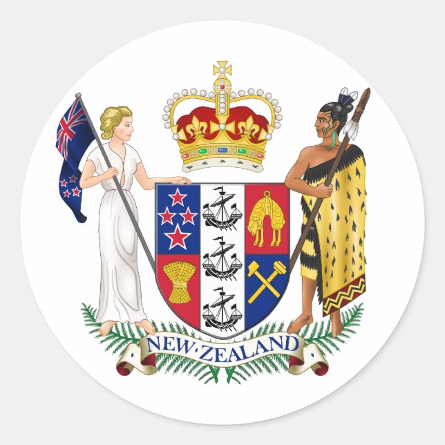 New Zealand Coat of Arms Classic Round Sticker (Front)