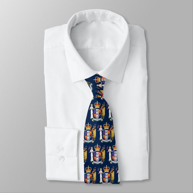 New Zealand Coat of Arms Neck Tie (Tied)