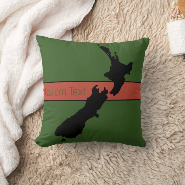 NEW ZEALAND COUNTRY IMAGE BLACK ON GREEN NZ KIWI THROW PILLOW (Blanket)