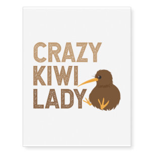 New Zealand Crazy Kiwi Lady Funny Gift Idea Temporary Tattoos