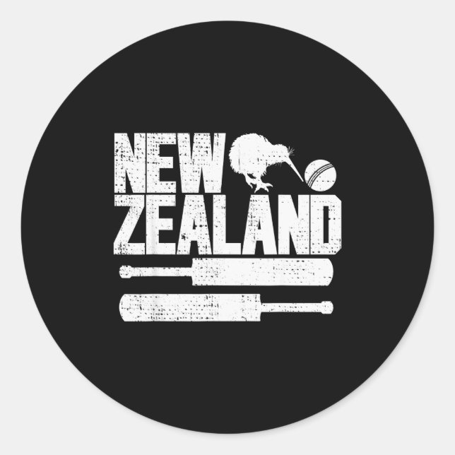 New Zealand Cricket (mr Kiwi And Mr Ball)  Classic Round Sticker (Front)