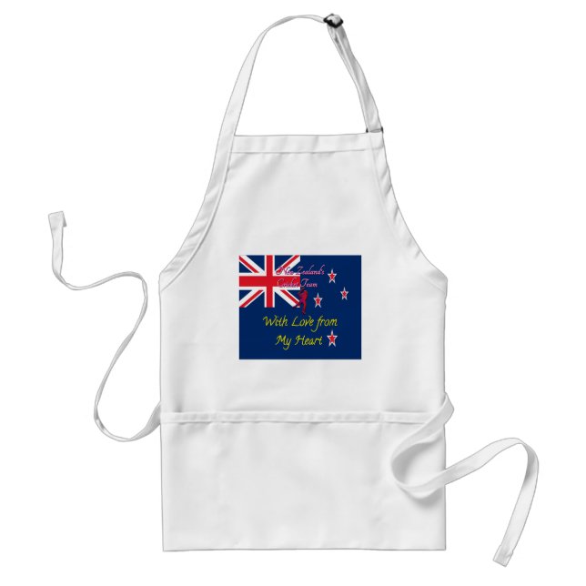 New Zealand Cricket Team: Love From My Heart Art Adult Apron (Front)