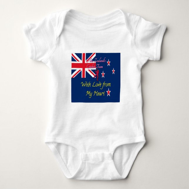 New Zealand Cricket Team: Love From My Heart Art Baby Bodysuit (Front)