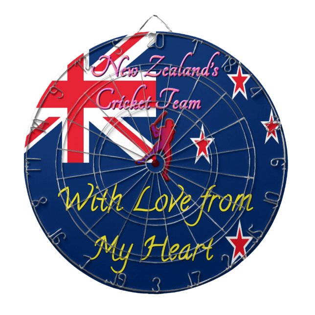 New Zealand Cricket Team: Love From My Heart Art Dart Board (Front)