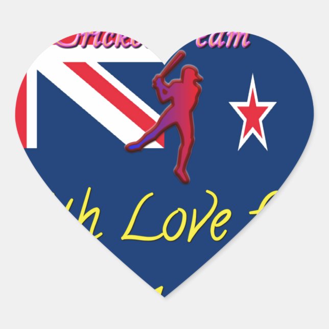 New Zealand Cricket Team: Love From My Heart Art Heart Sticker (Front)