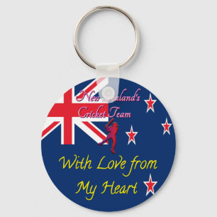 New Zealand Cricket Team: Love From My Heart Art Keychain