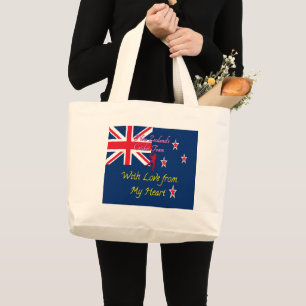 New Zealand Cricket Team: Love From My Heart Art Large Tote Bag