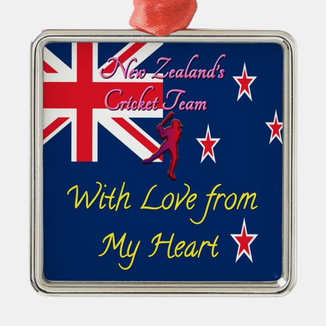New Zealand Cricket Team: Love From My Heart Art Metal Ornament (Front)