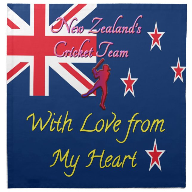 New Zealand Cricket Team: Love From My Heart Art Napkin (Front)